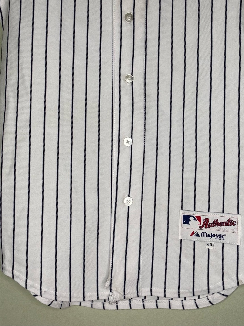 Jorge Posada New York Yankees Majestic Authentic home pinstripe jersey, size 40 - Picture 6 of 8